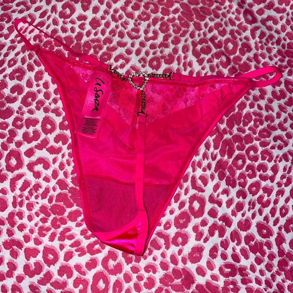 Rhinestone Hot Pink G-String Thong